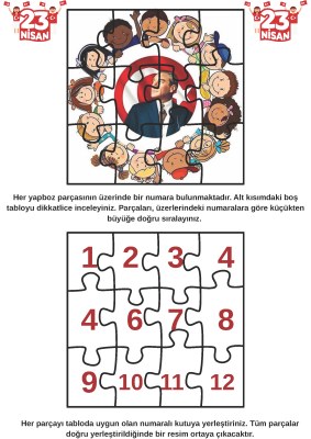 23 NİSAN ULUSAL EGEMENLİK ve ÇOCUK BAYRAMI- YAPBOZ